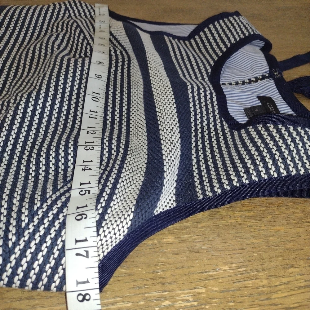 J. Crew Navy and Off White Tweed Sheath Dress NWOT Size 6